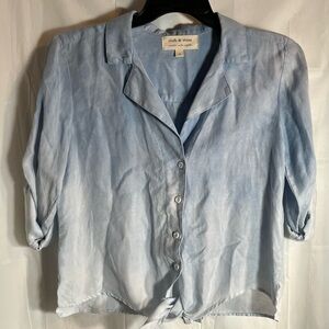 Anthropologie‎ Cloth and Stone Womens Small Roll Tab Long Sleeve Top 100% Tencel